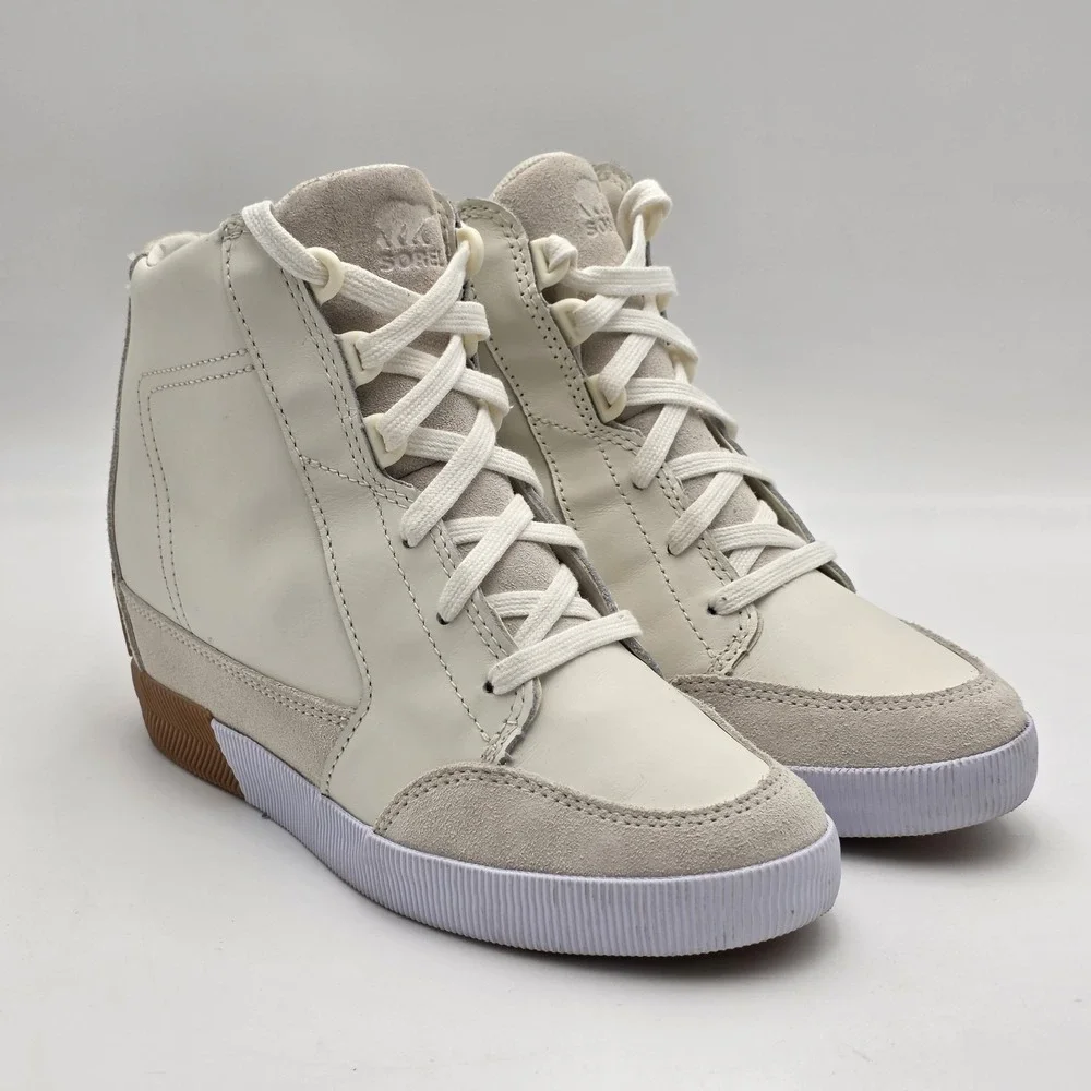 Sorel‎ Women's 7.5 Boots Hidden Wedge White Sea Salt Gum Out N About Waterproof